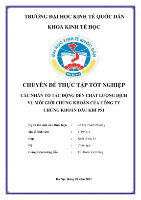 Chuyên đề thực tập tốt nghiệp các nhân tố tác động đến chất lượng dịch vụ môi giới chứng khoán của công ty chứng khoán dầu khí psi