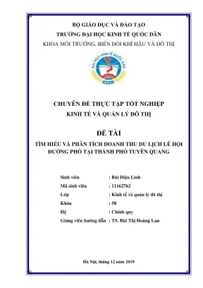 Chuyên đề thực tập tốt nghiệp tìm hiểu và phân tích doanh thu du lịch lễ hội đường phố tại thành phố tuyên quang