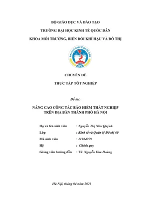 Chuyên đề thực tập tốt nghiệp nâng cao công tác bảo hiểm thất nghiệp trên địa bàn thành phố hà nội