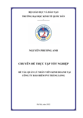 Chuyên đề thực tập tốt nghiệp quản lý nhân viên kinh doanh tại công ty bảo hiểm pvi thăng long