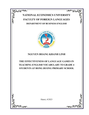 Chuyên đề tốt nghiệp the effectiveness of language games in teaching english vocabulary to grade 4 students at hong duong primary school