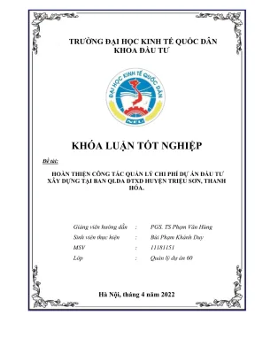 Khóa luận tốt nghiệp hoàn thiện công tác quản lý chỉ phí dự án đầu tư xây dựng tại ban qlda đtxd huyện triệu sơn thanh hóa