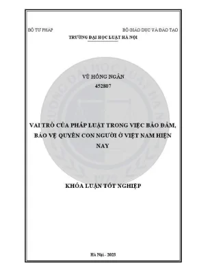 Khoá luận tốt nghiệp vai trò của pháp luật trong việc bảo đảm bảo vệ quyền con người ở việt nam hiện nay