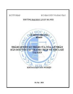 Khoá luận tốt nghiệp thẩm quyền sơ thẩm của toà án nhân dân đối với các tranh chấp về thừa kế tài sản