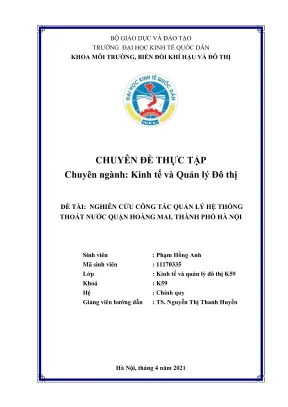 Chuyên đề thực tập tốt nghiệp nghiên cứu công tác quản lý hệ thống thoát nước quận hoàng mai thành phố hà nội