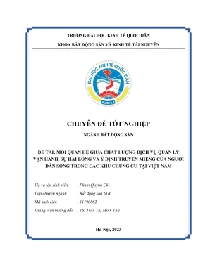 Chuyên đề tốt nghiệp mối quan hệ giữa chất lượng dịch vụ quản lý vận hành sự hài lòng và ý định truyền miệng của người dân sống trong các khu chung cư tại việt nam