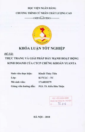 Khóa luận tốt nghiệp tài chính thực trạng và giải pháp đẩy mạnh hoạt động kinh doanh của ctcp chứng khoán yuanta