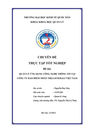 Chuyên đề thực tập tốt nghiệp quản lý ứng dụng công nghệ thông tin tại công ty bảo hiểm nhân thọ generali việt nam