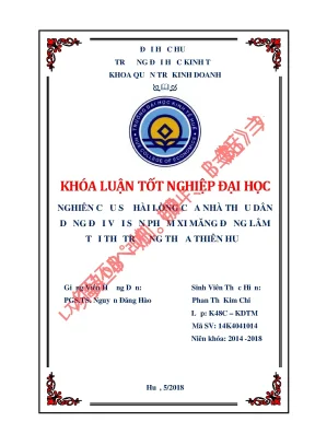 Khóa luận tốt nghiệp quản trị kinh doanh nghiên cứu sự hài lòng của nhà thầu dân dụng đối với sản phẩm xi măng đồng lâm tại thị trường thừa thiên huế