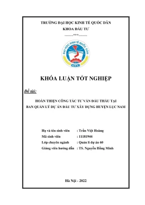 Khóa luận tốt nghiệp hoàn thiện công tác tư van đấu thầu tại ban quản lý dự án đầu tư xây dựng huyện lục nam