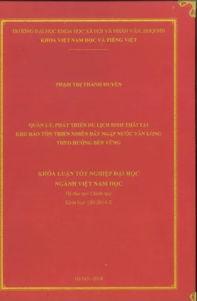 Khóa luận tốt nghiệp quản lý phát triển du lịch sinh thái tại khu bảo tồn thiên nhiên đất ngập nước vân long theo hướng bền vững