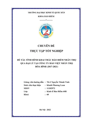 Chuyên đề thực tập tốt nghiệp tình hình khai thác bảo hiểm nhân thọ qua đại lý tại công ty bảo việt nhân thọ hòa bình 20172021
