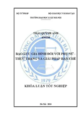 Khoá luận tốt nghiệp bạo lực gia đình đối với phụ nữ thực trạng và giải pháp hạn chế