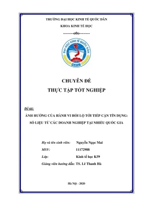 Chuyên đề thực tập tốt nghiệp ảnh hưởng của hành vi hối lộ tới tiếp cận tín dụng số liệu từ các doanh nghiệp tại nhiều quốc gia
