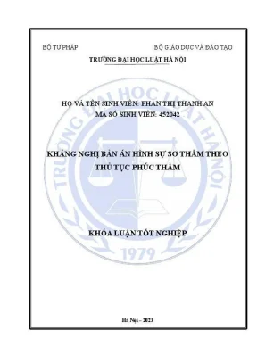 Khoá luận tốt nghiệp kháng nghị bản án hình sự sơ thẩm theo thủ tục phúc thẩm