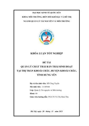 Khóa luận tốt nghiệp quản lý chất thải rắn thải sinh hoạt tại thị trấn khoái châu huyện khoái châu tỉnh hưng yên