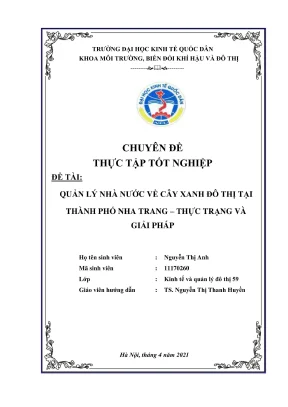 Chuyên đề thực tập tốt nghiệp quản lý nhà nước về cây xanh đô thị tại thành phố nha trang thực trạng và giải pháp