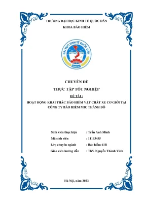 Chuyên đề thực tập tốt nghiệp tình hình triển khai nghiệp vụ bảo hiểm cháy nổ bắt buộc tại công ty bảo việt hà thành