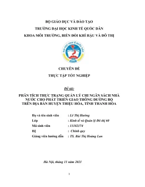 Chuyên đề thực tập tốt nghiệp phân tích thực trạng quản lý ngân sách nhà nước cho phát triển giao thông đường bộ trên địa bàn huyện thiệu hóa tỉnh thanh hóa