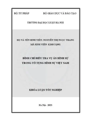 Khoá luận tốt nghiệp đình chỉ điều tra vụ án hình sự theo pháp luật tố tụng hình sự việt nam