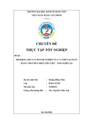 Chuyên đề thực tập tốt nghiệp mở rộng hoạt động cho vay đối với doanh nghiệp vừa và nhỏ tại ngân hàng tmcp bưu điện liên việt pgd nghĩa lộ