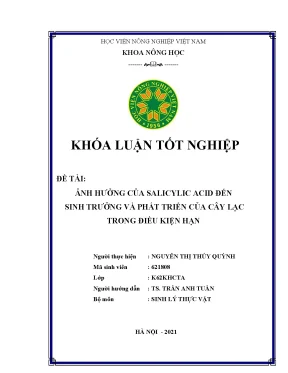 Khóa luận tốt nghiệp ảnh hưởng của salicylic acid đến sinh trưởng và phát triển của cây lạc trong điều kiện hạn