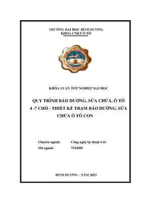 Quy trình bảo dưỡng sửa chữa ô tô 4 7 chỗ thiết kế trạm bảo dưỡng sửa chữa ô tô con khóa luận tốt nghiệp
