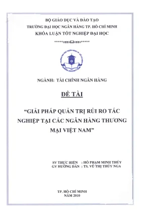Giải pháp quản trị rủi ro tác nghiệp tại các ngân hàng thương mại việt nam khóa luận tốt nghiệp đại học