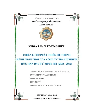 Chiến lược phát triển hệ thống kênh phân phối của công ty trách nhiệm hữu hạn đầu tư minh nhi 2020 2022 khóa luận tốt nghiệp