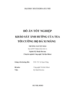 Đồ án tốt nghiệp khảo sát ảnh hưởng của tea tới cường độ đá xi măng