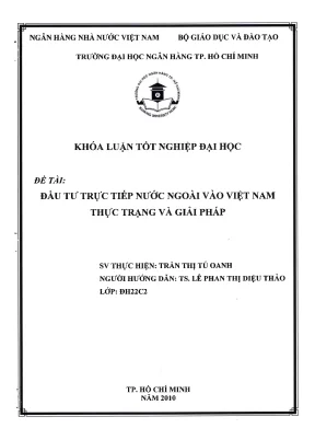 Đầu tư trực tiếp nước ngoài vào việt nam thực trạng và giải pháp khóa luận tốt nghiệp đại học