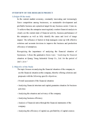 Luận văn tốt nghiệp analyzing the financial situation at quang trung industrial group co ltd for the period of 2017 2019