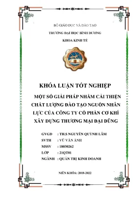 Một số giải pháp nhằm cải thiện chất lượng nguồn nhân lực của công ty cổ phần cơ khí xây dựng thương mại đại dũng khóa luận tốt nghiệp
