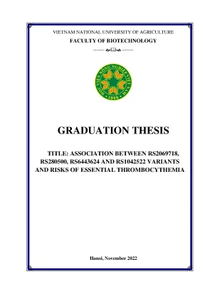 Association between rs2069718 rs280500 rs6443624 and rs1042522 variants and risks of essential thrombocythemia khóa luận tốt nghiệp