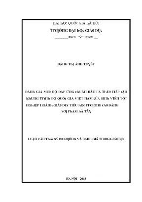Luận văn đánh giá mức độ đáp ứng chuẩn đầu ra theo tiếp cận khung trình độ quốc gia việt nam của sinh viên tốt nghiệp ngành giáo dục tiểu học trường cao đẳng sư phạm hà tây
