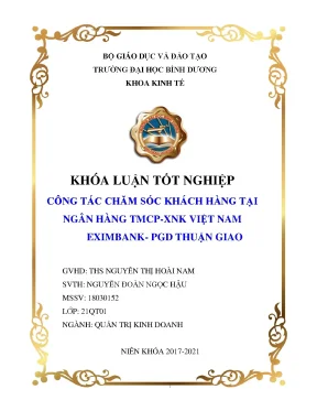 Công tác chăm sóc khách hàng tại ngân hàng tmcp xnk việt nam eximbank pgd thuận giao khóa luận tốt nghiệp
