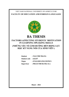 Khóa luận tốt nghiệp factors affecting students motivation in learning speaking skills