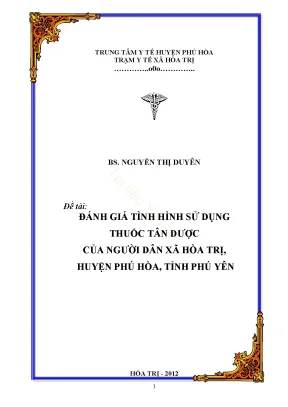 Khóa luận tốt nghiệp dược sĩ đánh giá tình hình sử dụng thuốc tân dược của người dân xã hòa trị huyện phú hòa tỉnh phú yên
