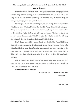 Khoá luận tốt nghiệp thực trạng và giải pháp phát triển loại hình du lịch văn hoá ở bắc ninh