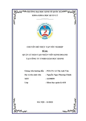 Chuyên đề tốt nghiệp quản lý đào tạo nh n viên kinh doanh tại công ty tnhh giáo dục izone