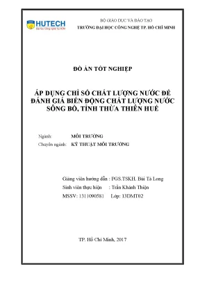Đồ án tốt nghiệp áp dụng chỉ số chất lượng nước để đánh giá biến động chất lượng nước sông bồ tỉnh thừa thiên huế