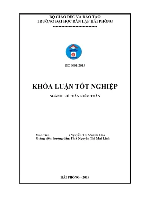 Khoá luận tốt nghiệp hoàn thiện công tác kế toán nguyên vật liệu tại công ty cổ phần xây dựng thủy lợi hải phòng