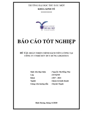 Báo cáo tốt nghiệp hoàn thiện chính sách tiền lương tại công ty tnhh một thành viên duy hưng logistics