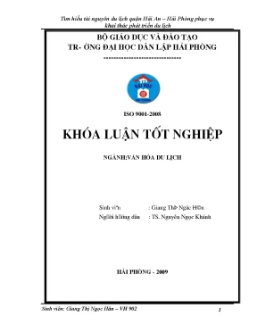 Khoá luận tốt nghiệp tìm hiểu tài nguyên du lịch quận hải an hải phòng phục vụ khai thác phát triển du lịch