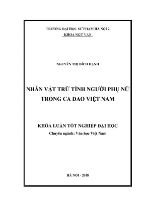 Khóa luận tốt nghiệp nhân vật trữ tình người phụ nữ trong ca dao việt nam
