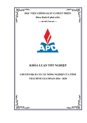 Luận văn tốt nghiệp chuyển dịch cơ cấu kinh tế nông nghiệp của tỉnh thái bình giai đoạn 2016 2020