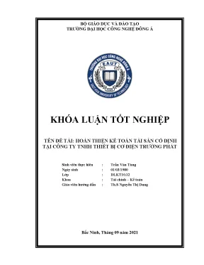 Hoàn thiện công tác kế toán tài sản cố định tại công ty tnhh thiết bị cơ điện trường phát khoá luận tốt nghiệp
