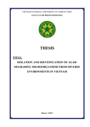 Isolation and identification of agar degrading microorganisms from diverse environments in vietnam khóa luận tốt nghiệp