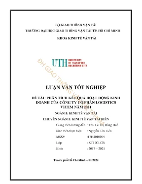 Luận văn tốt nghiệp kinh tế vận tải phân tích kết quả hoạt động kinh doanh của công ty cổ phần logistics vicem năm 2021