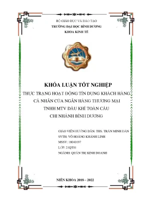 Thực trạng hoạt động tín dụng khách hàng cá nhân của ngân hàng thương mại tnhh mtv dầu khí toàn cầu chi nhánh bình dương khóa luận tốt nghiệp